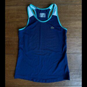 Lacoste Sport Tank Top – Navy Blue & Aqua Trim (Size 36 / Small)